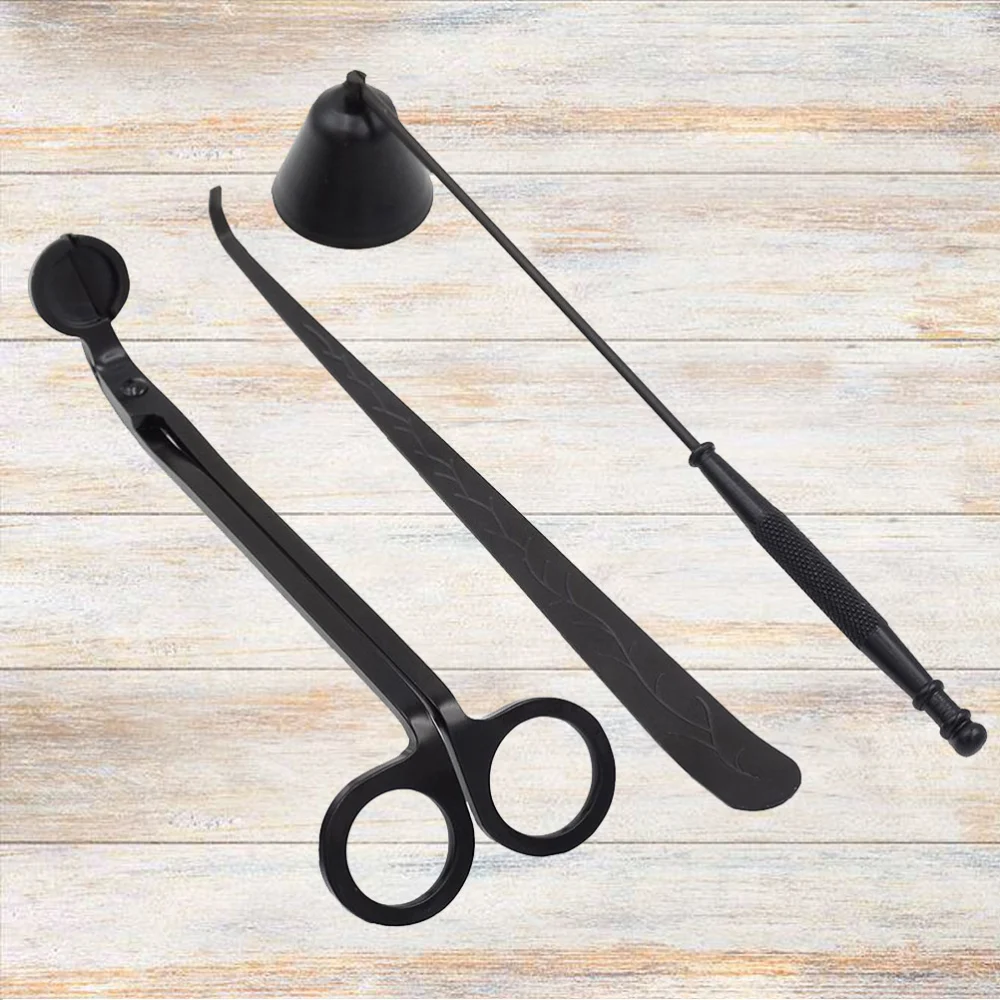 3 in 1 Candle Accessory Set, Candle Wick Trimmer Candle Wick Dipper Candle Snuffer Candle Tool Set(Black)