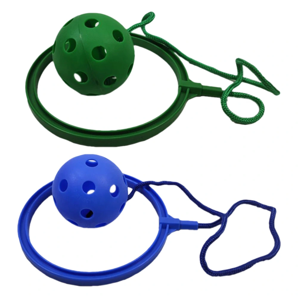 2Pcs Elasticity Fitness Ball Clasic Children Toys Rotating Jumping Ring Ball Frosted Single Foot Whirling Ball Toys for Kids (Color random)