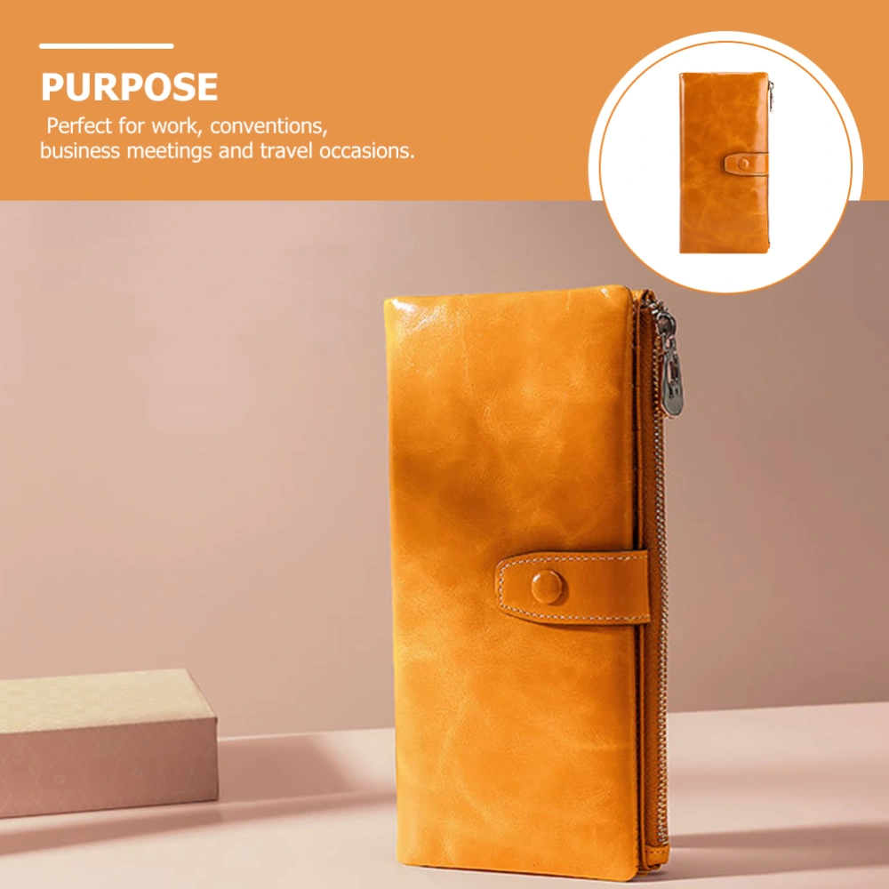 1pc Foldable Leather Wallet Multiple Slots Photo Slot Wallet for Lady Women Orange