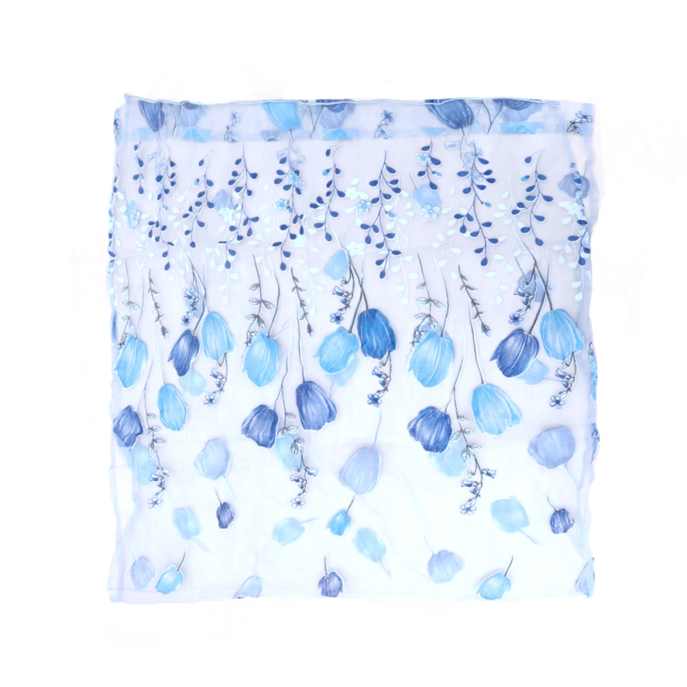 Flowers Printing Beautiful Curtains Tulip Window Curtains for Home Bedroom(Blue)