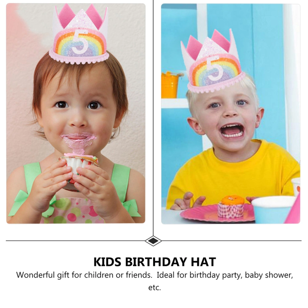 1pc Adorable Baby Birthday Hat Birthday Rainbow Crown Hairband Party Photo Prop