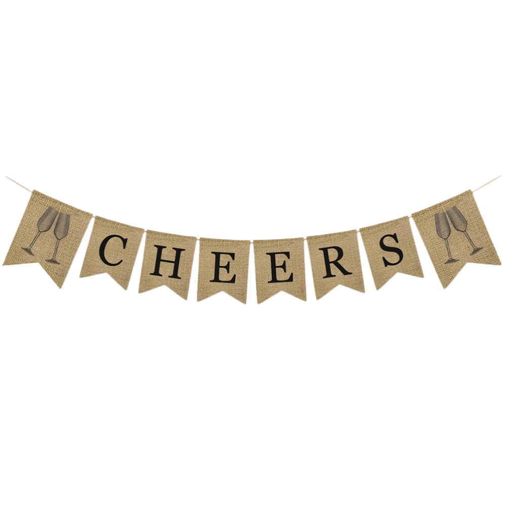 Burlap Banner Graduation Season Cheers Bunting Pull Flag Party Decoration Supplies