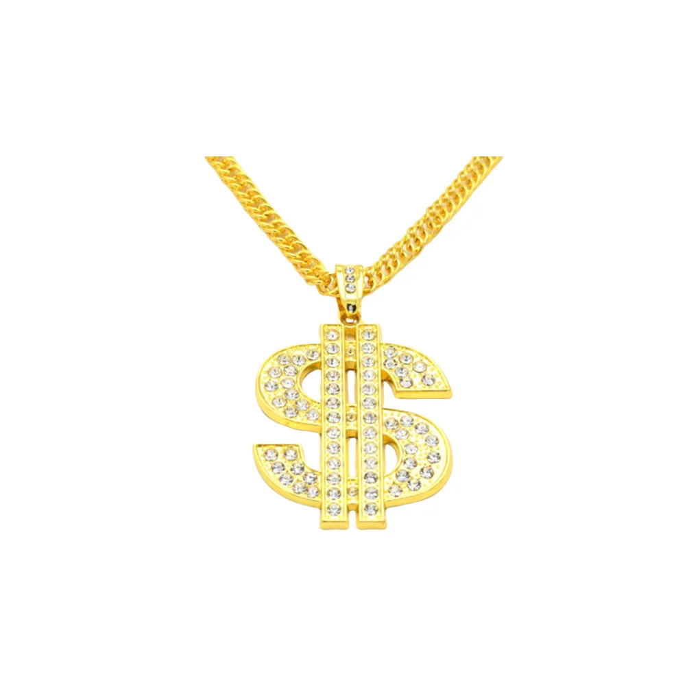 1PC Golden Alloy Necklace Hip-hop Style Necklace Fashion Neck Chain Exaggerated Jewelry for Women Men