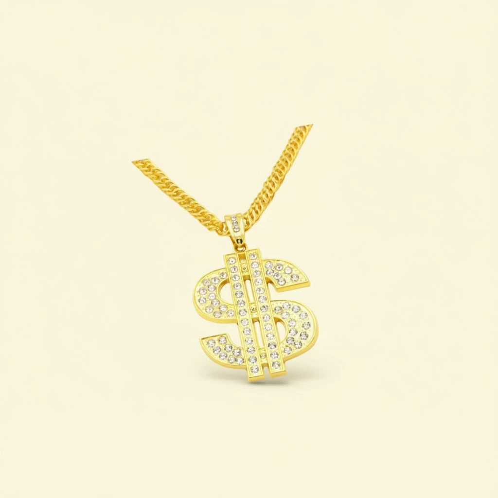 1PC Golden Alloy Necklace Hip-hop Style Necklace Fashion Neck Chain Exaggerated Jewelry for Women Men