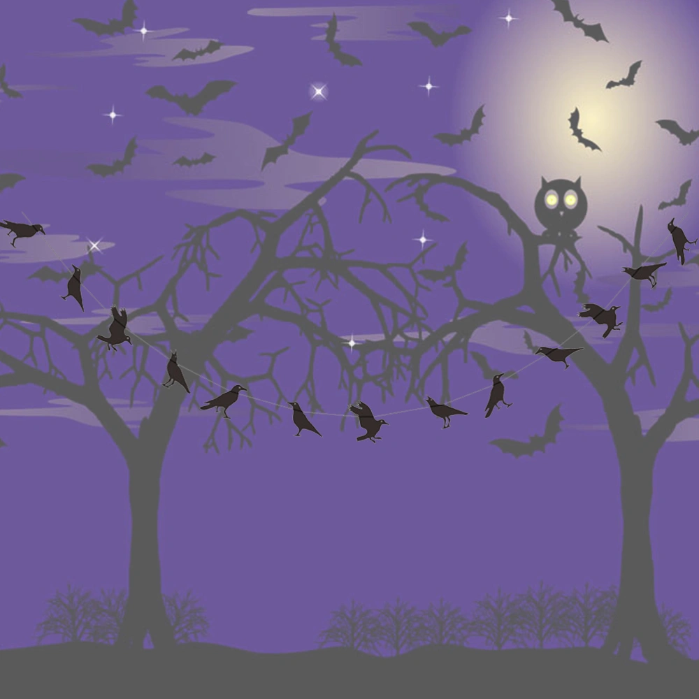 2 Sets Creative Halloween Crows Banners Hanging Garlands Party Favors Supplies Decoration for Home Garden School