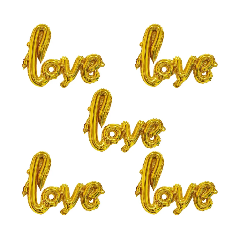 8pcs Love Balloons Aluminum Film Valentine's Day Balloons Romantic Balloons for Engagement Wedding Party (Small Size Golden)