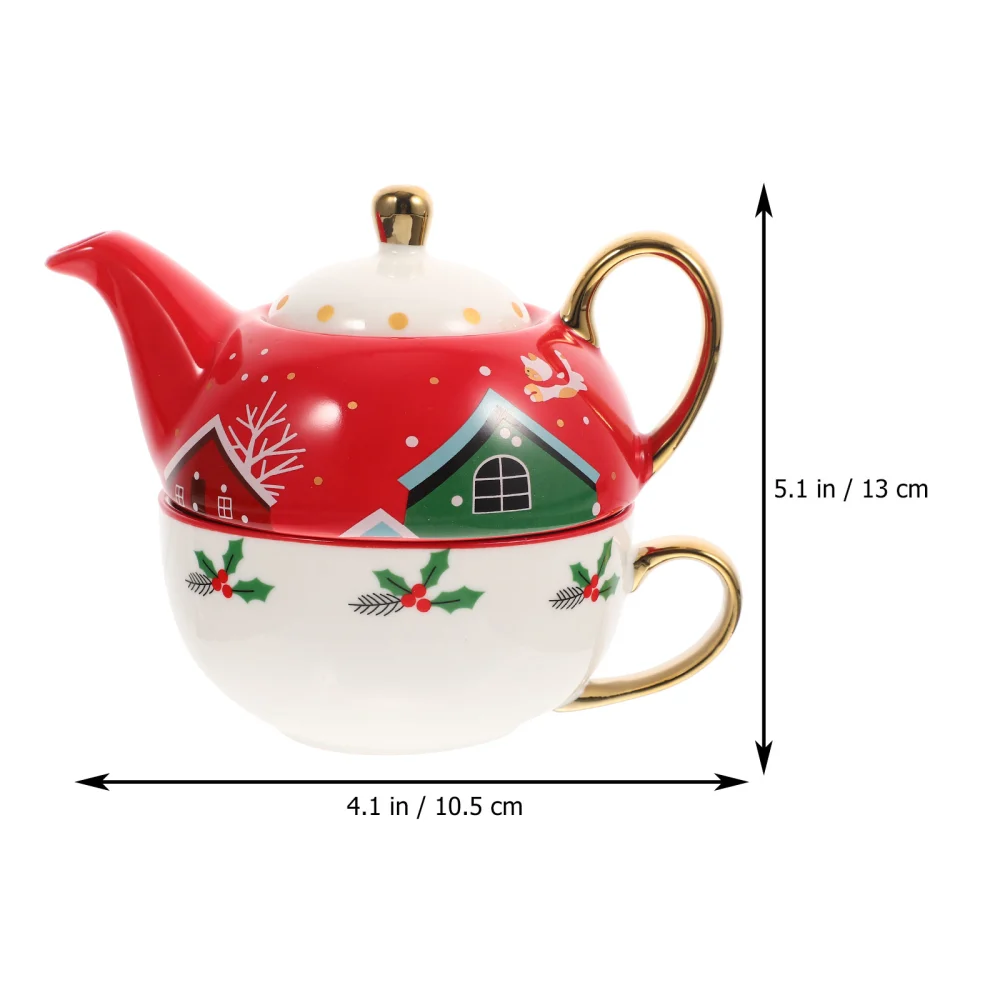 1 Set of Ceramic Cup and Saucer Christmas Gift Cup Christmas Themed Teapot Xmas Gift