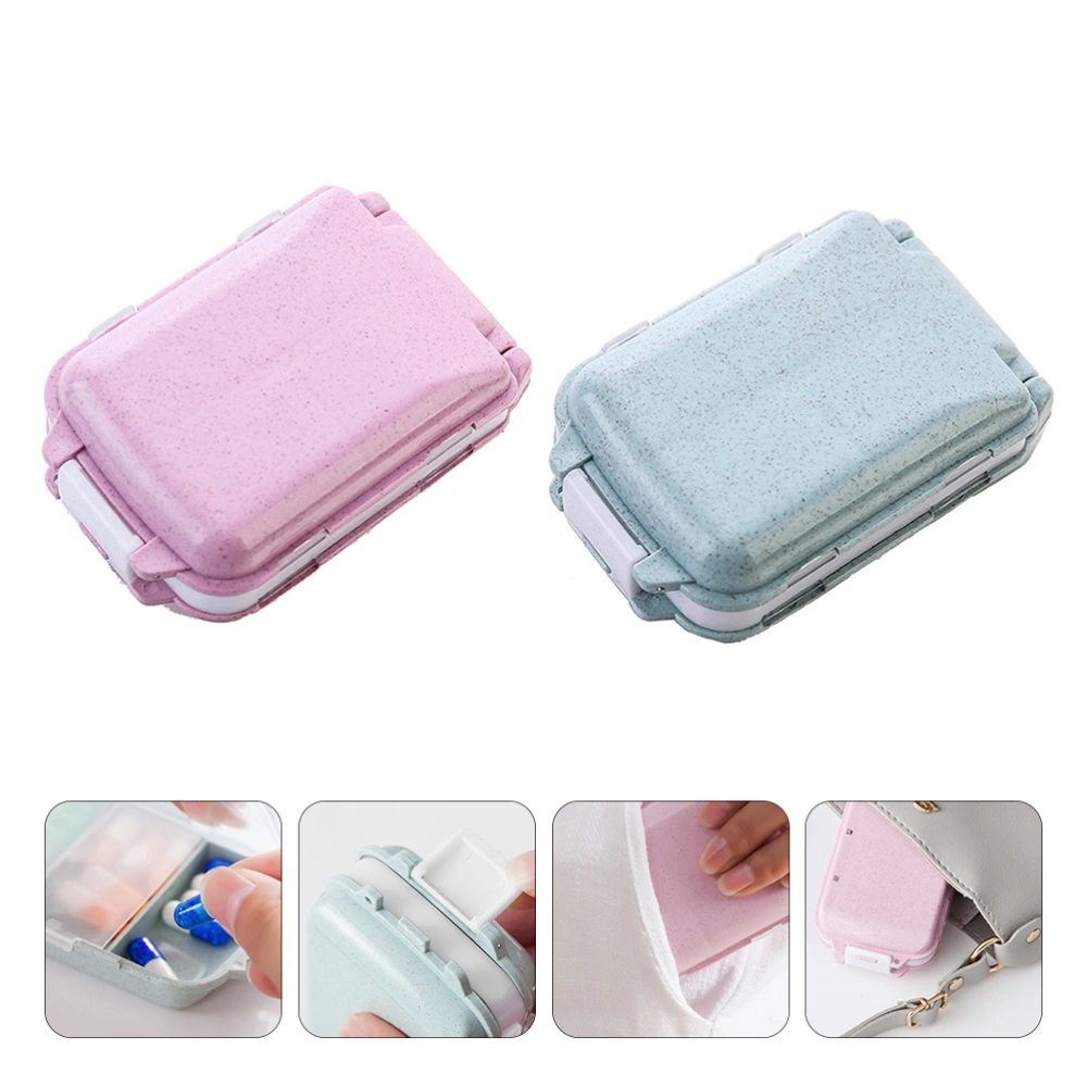 2 Pcs Three-layer Pill Storage Box Practical Medicine Box Travelling Pill Boxes