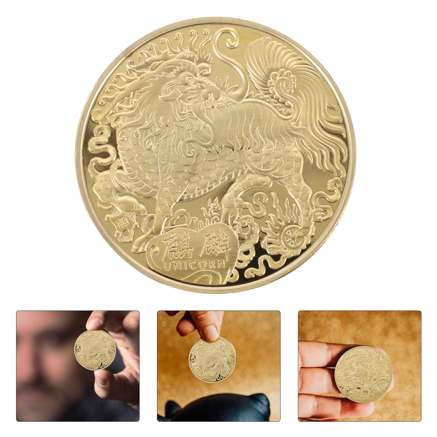 Dragon and Phoenix Pattern Commemorative Coin Iron Embossed Souvenir Coin