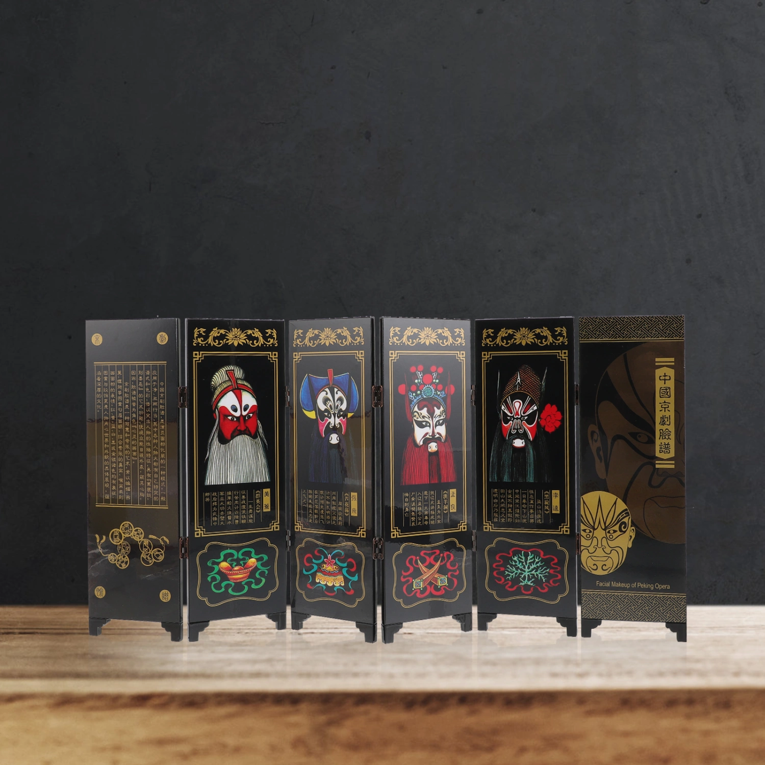 Chinese Style Folding Screen Wooden Panel Screen Mini Room Divider for Desktop