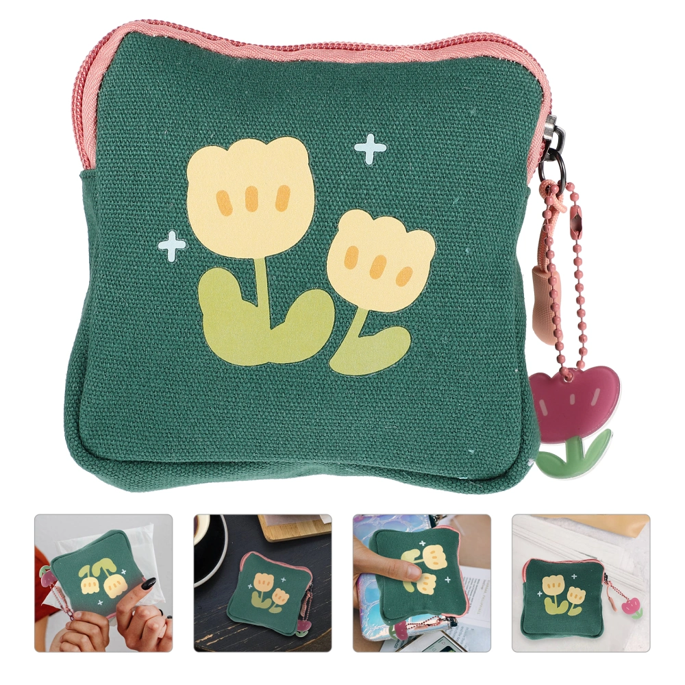 Sanitary Napkin Storage Bag Flower Pattern Coin Bag Square Period Bag Student Coin Bag