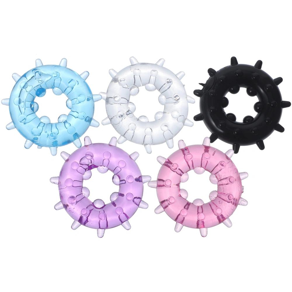 5pcs Penis Ring Stretchy Rings Enlarger Stronger Harder Erection Prolonging Climax Sex Toys for Men (Blue + Black + Pink + Transparent + Purple)