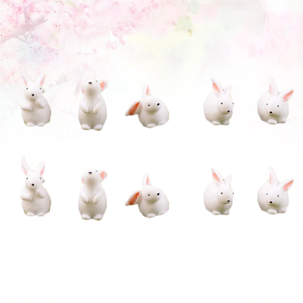 12pcs Cartoon Resin Animal Decor Adorable Rabbit Ornament DIY Rabbit Micro Landscape (Random Style)