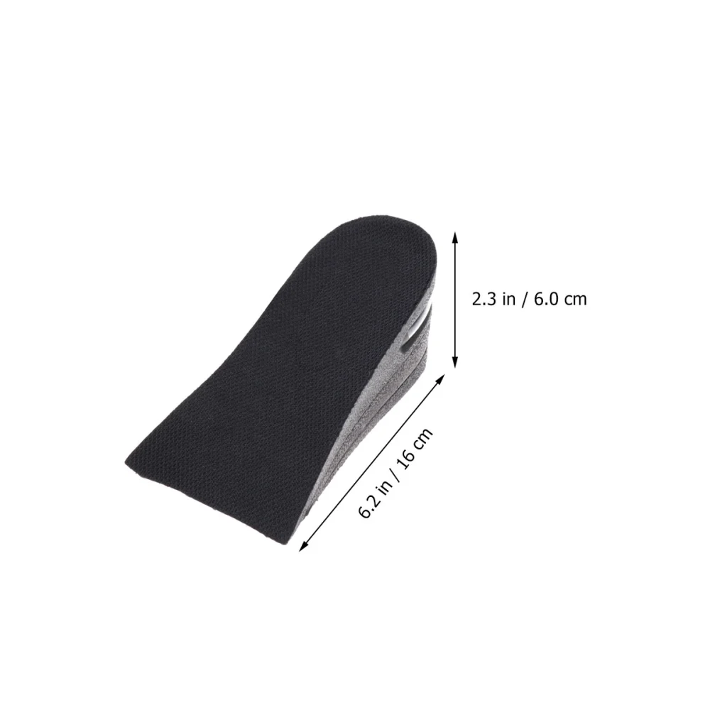 1 Pair of 6CM Thickened PU Half Insoles 2-layer Comfortable Absorption Front Insole Shoe Pad Heelpiece Cushion (Black)