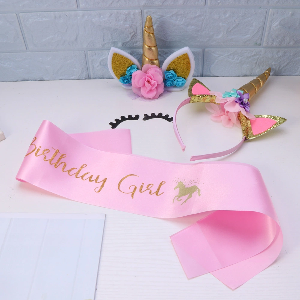 1 Set Party Favors Unicorn Themed Party Kit Headwear Horn Set Birthday Party Supplies Decoration(Pink)