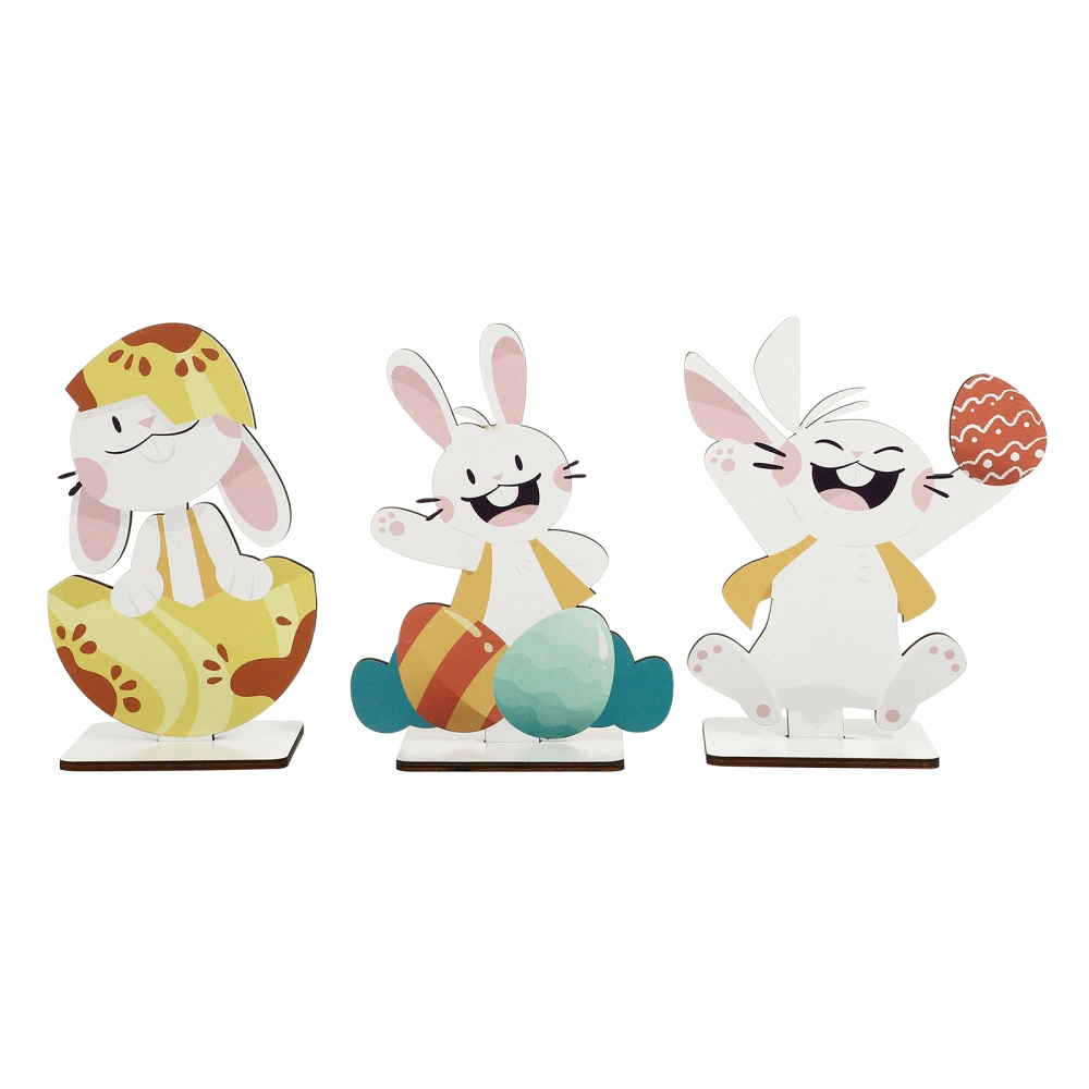 3pcs Easter Bunny Adornment Wooden Crafts Bunny Easter Bunny Decoration