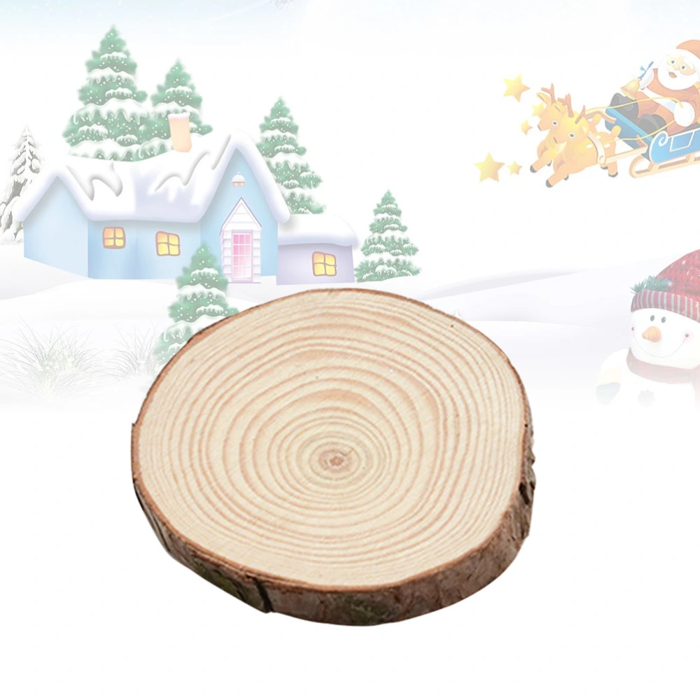 6pcs Christmas Round Wooden Chips DIY Natural Wood Slices Unfinished Pine Mat - Size S