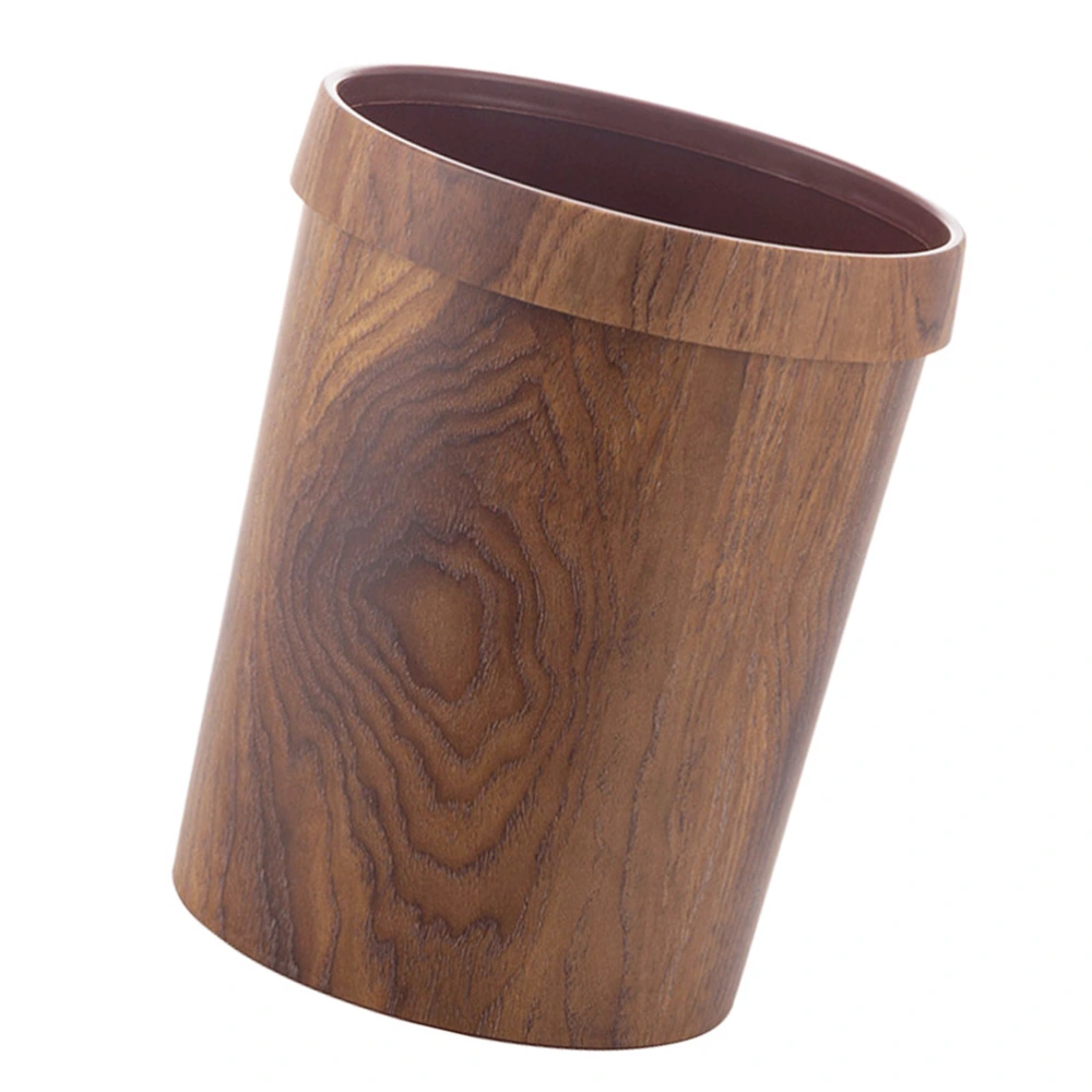 1Pc Retro Trash Bucket Imitation Wood Grain Trash Can Creative Trash Bucket