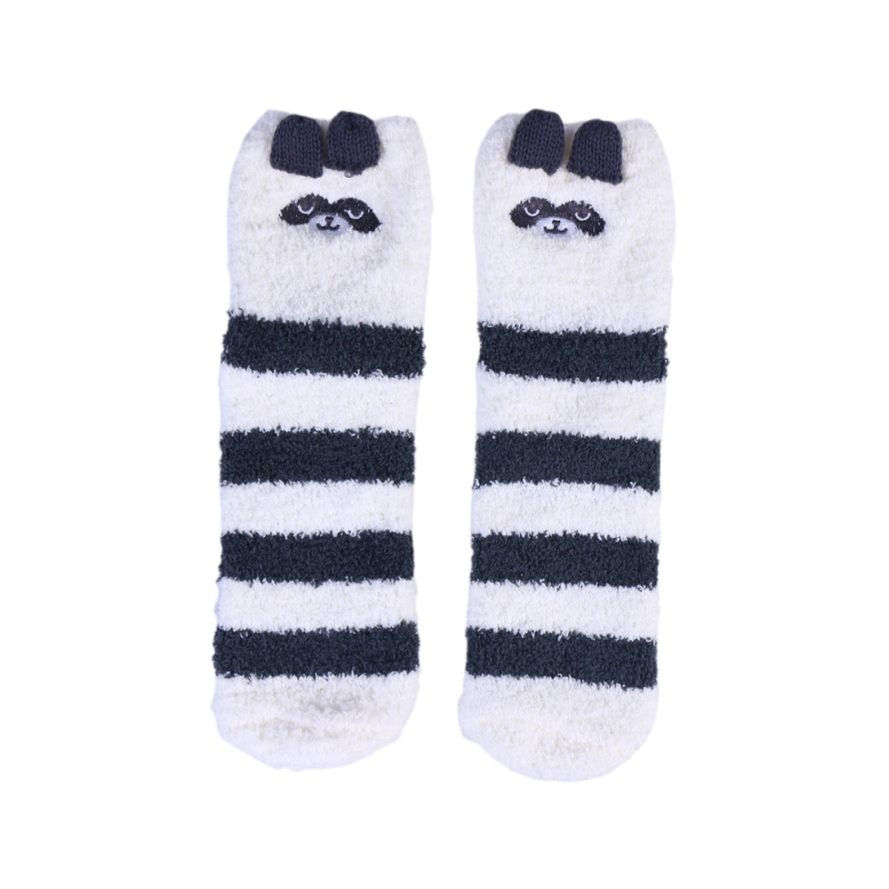 Christmas Gift 3D Design Fluffy Coral Thick Warm Socks For Women Towel Floor/ Sleeping Sock (Raccoon)