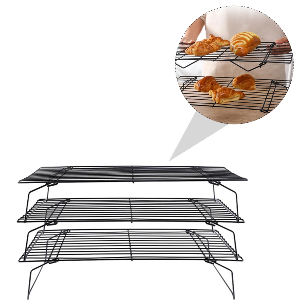 1 Set Cake Cooling Rack Net Cookies Biscuits Bread Muffins Drying Holder (Black)