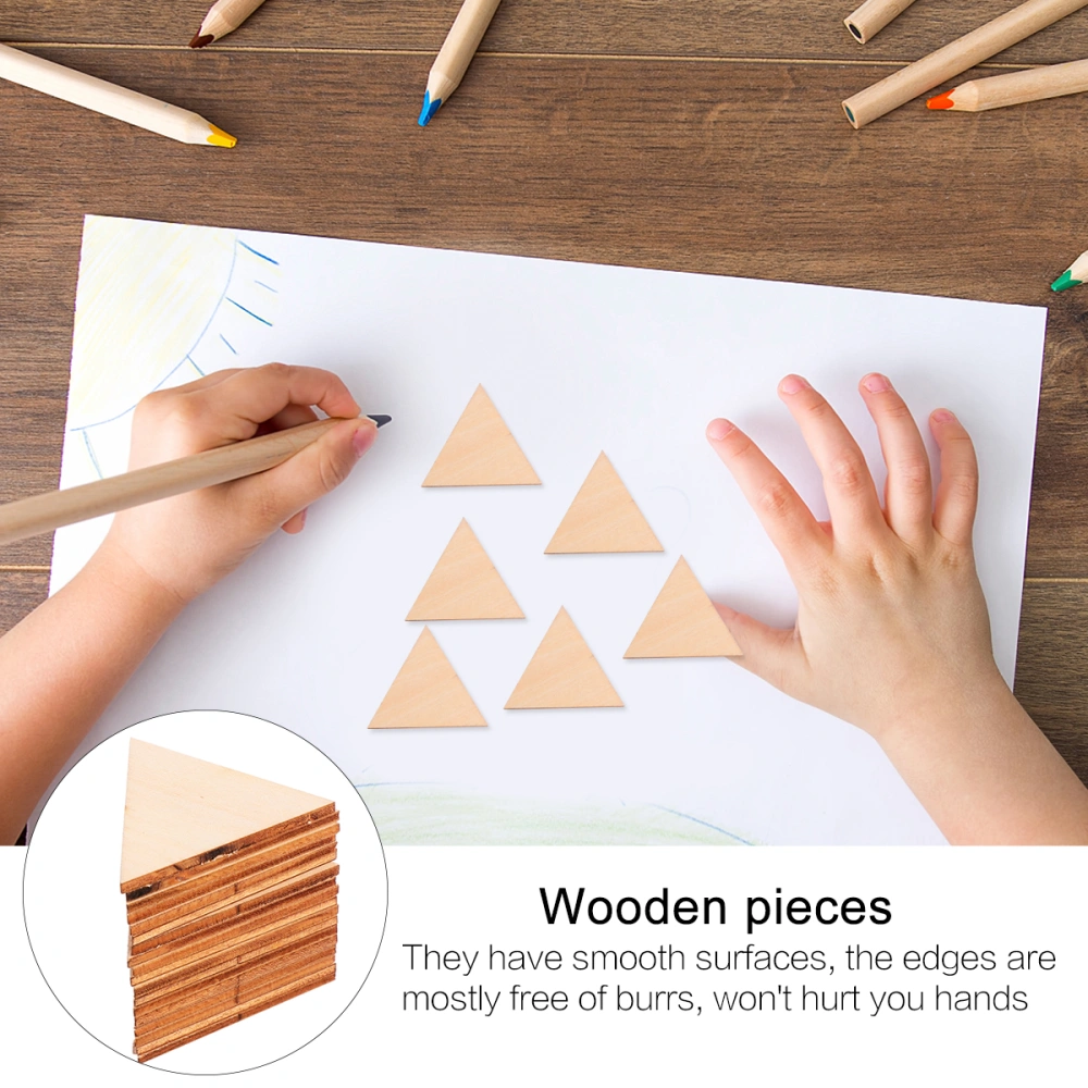 60pcs DIY Triangle Slices Pendant Wooden Pieces Unfinished Cutouts Ornament