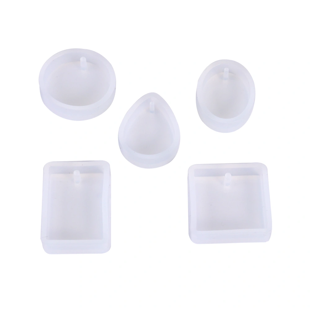 5 Pcs Silicone Molds For Jewelry Pendant DIY Resin Casting Mould Craft Tool (Rectangular Waterdrop Round Square Oval)