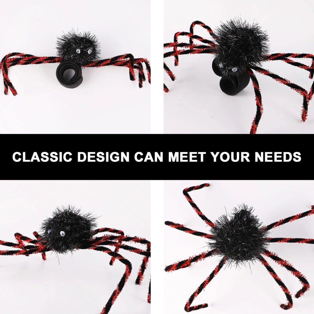 1 Set 2Pcs Halloween Spider Decoration Spider Brooch Spider Slap Bracelet