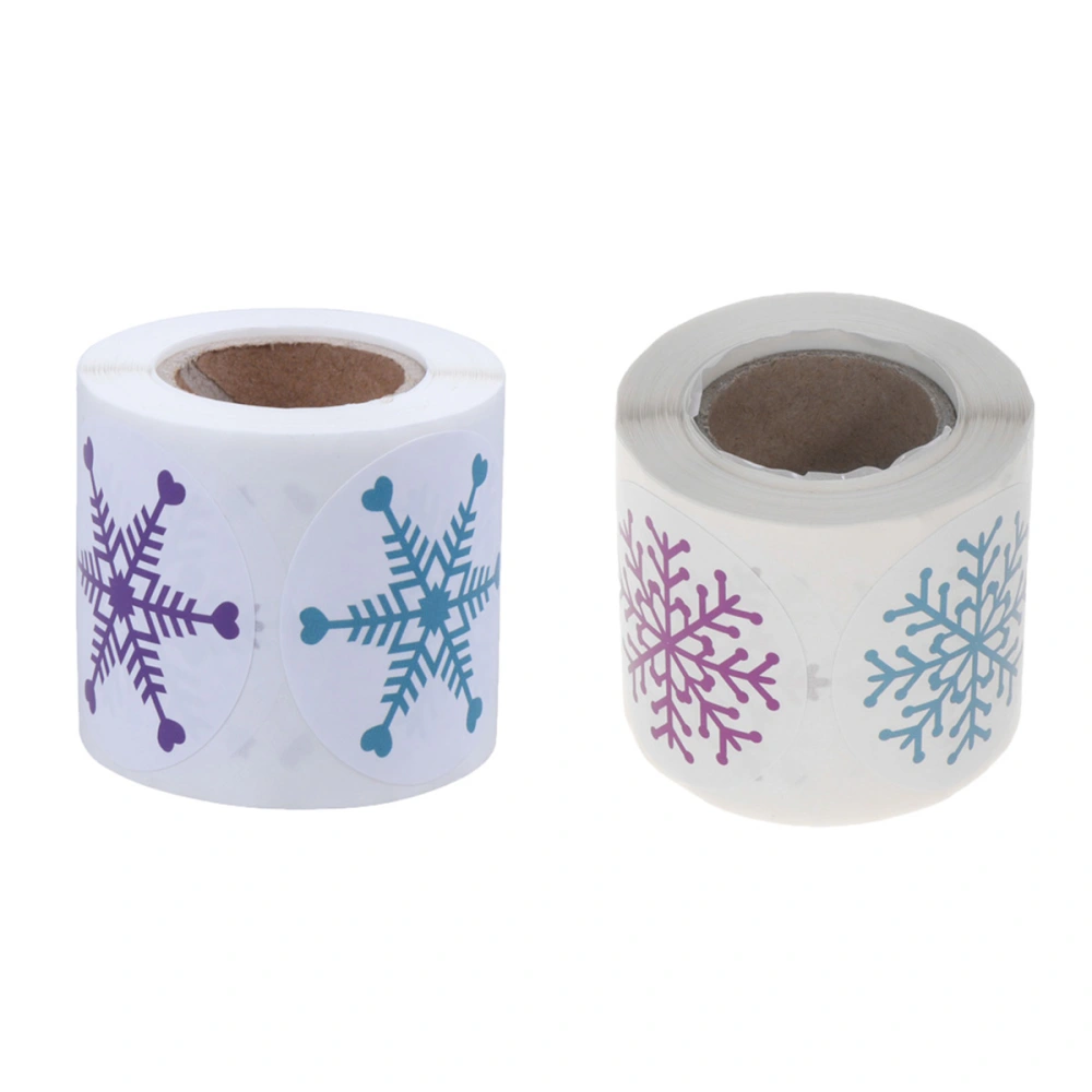 2 Roll Christmas Snowflake Stickers Handmade Sealing Decal Decorative Pastes (Random Style)