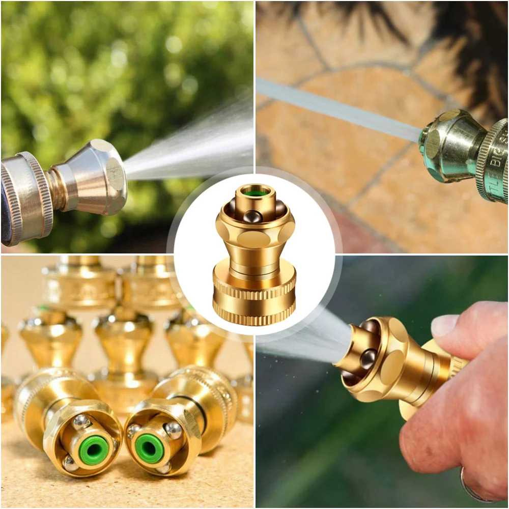 Brass Nozzle Power Brass Nozzle Hose Nozzle for Garden Sprayer (Yellow)