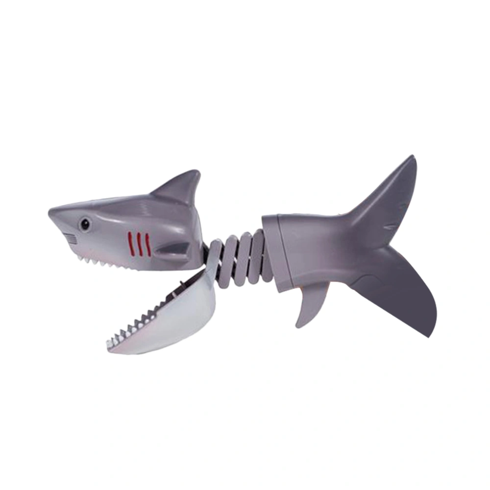 1PC Cartoon Animal Prank Toy Dinosaur Shark Telescopic Spring Manipulator Clip Toy Creative Animal Prank Props Funny Animal Trick Toy for Children Party (Grey Shark Style)