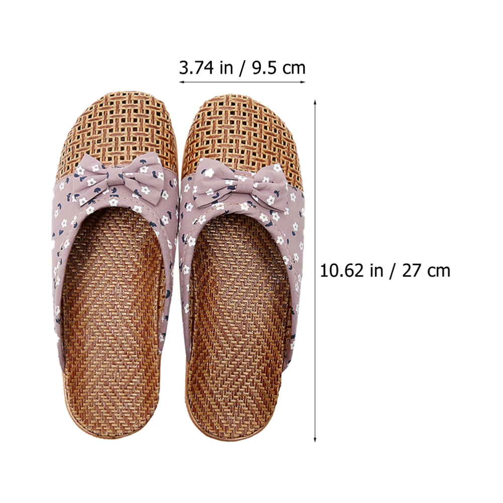 1 Pair Rattan Home Slippers Summer Casual Shoes Bamboo Daily Slippers Home Shoes