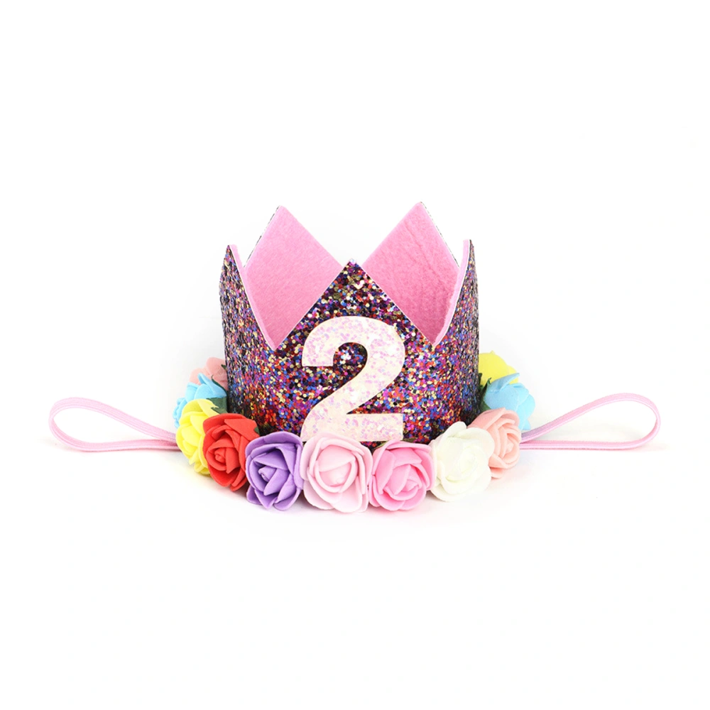 Baby Flower Crown Headband Birthday Hair Accessories B type 2(Golden)