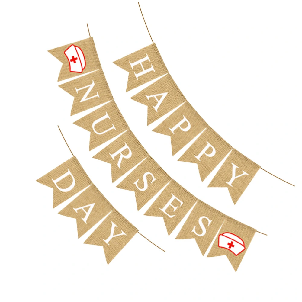 Day Theme Flag  Printing Burlap Banner Swallowtail Garland Bunting Party Supplies for  Day