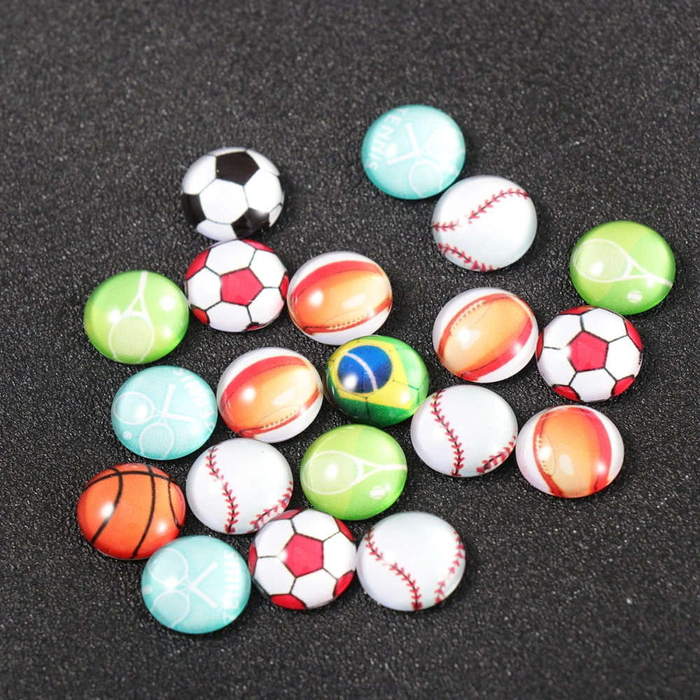 20Pcs Imitated Gemstone Glass Patches Creative Sports Style Round Glass Pastes DIY Jewelry Accessories (12MM)