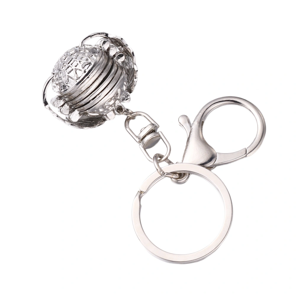 1PC Multi-layer Photo Pendant Keychain Openable Ball Shaped Locket Hanging Ornament Key Ring (Silver)