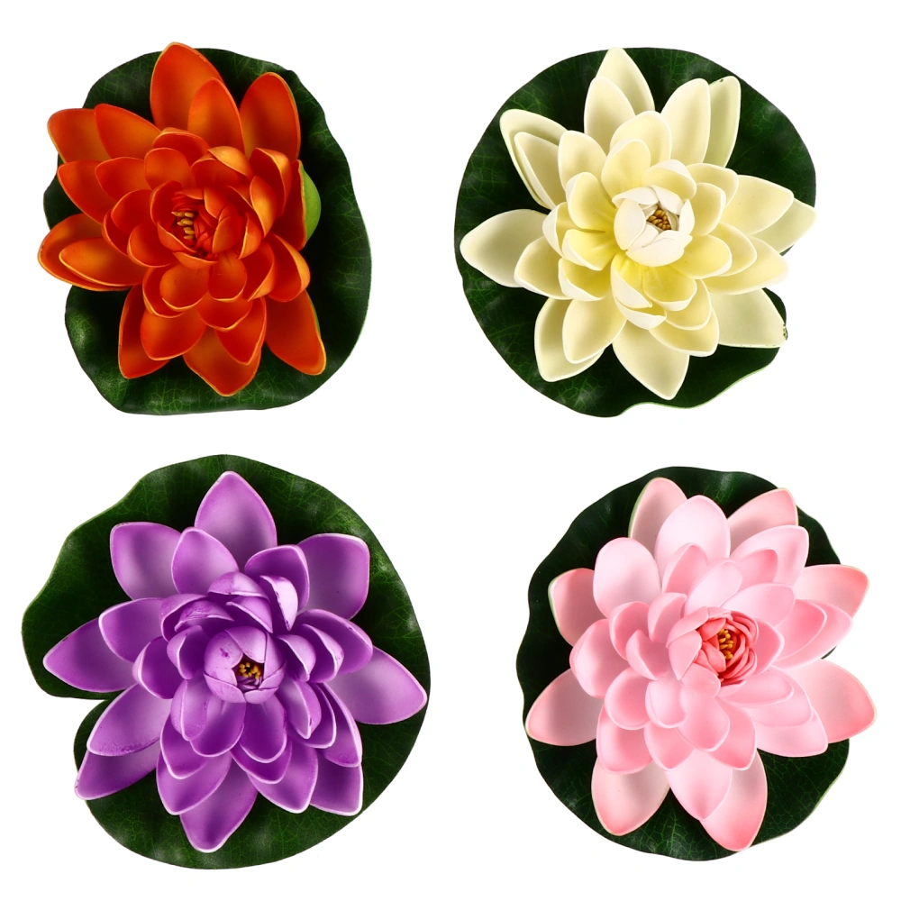 4pcs Simulation Lotus Aquarium Pond Water Lily False Lotus Dance Props