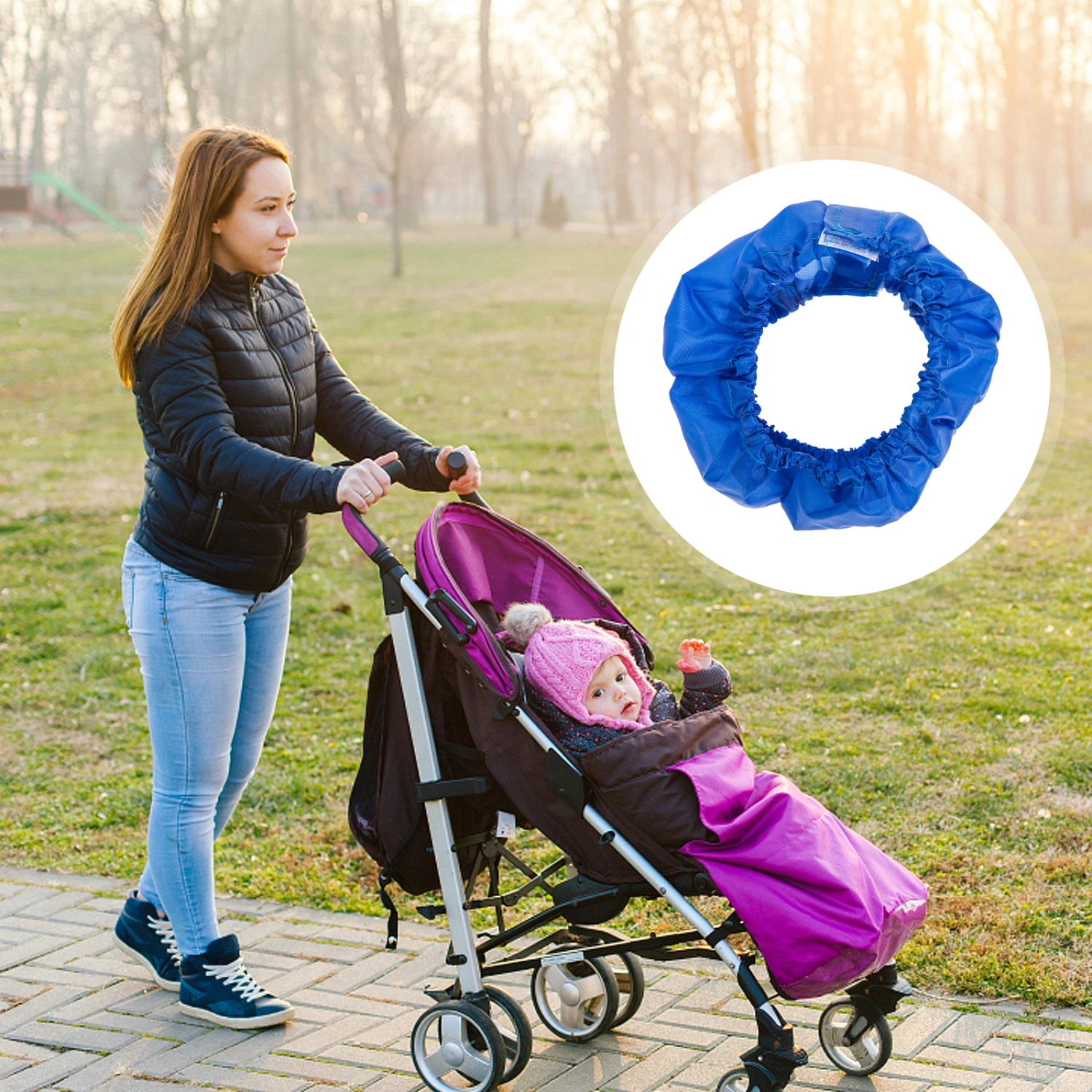 4pcs Baby Stroller Elastic Wheel Covers Stroller Cart Wheel Protective Covers