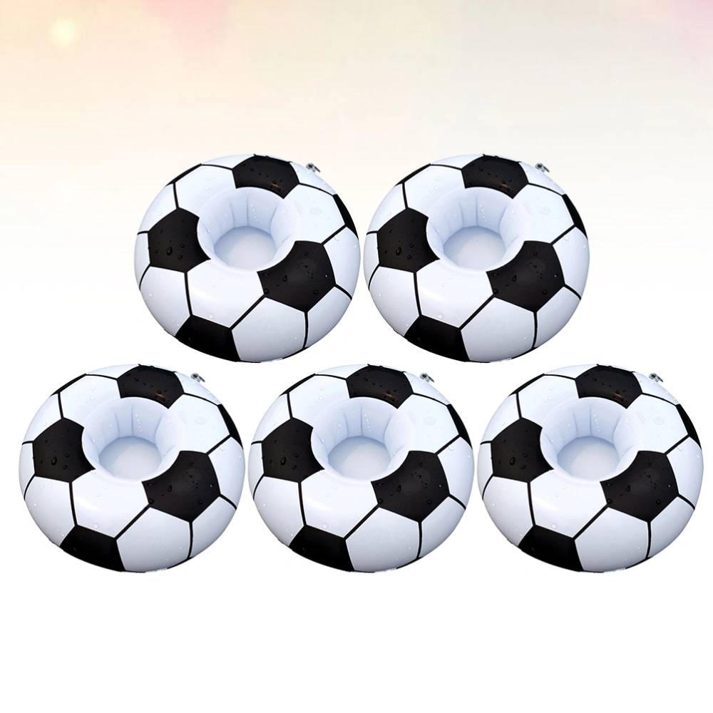 5pcs Inflatable Loevely Football Coasters Drink Cup Holder Beach Backdrop Party Favors Decoration