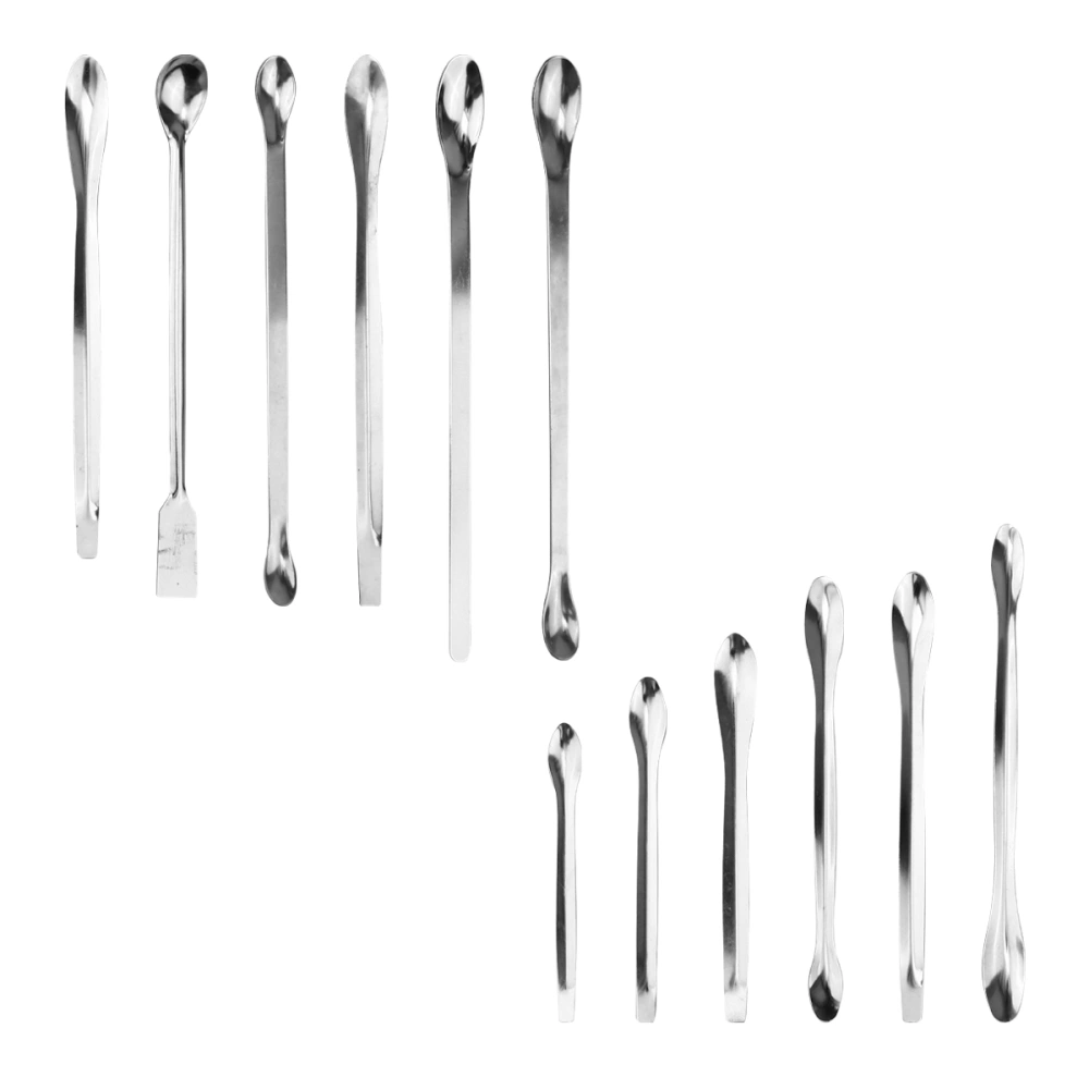 12 Pcs Stainless Steel Sampling Spoon Spatula Micro Scoop Medicine Spoon