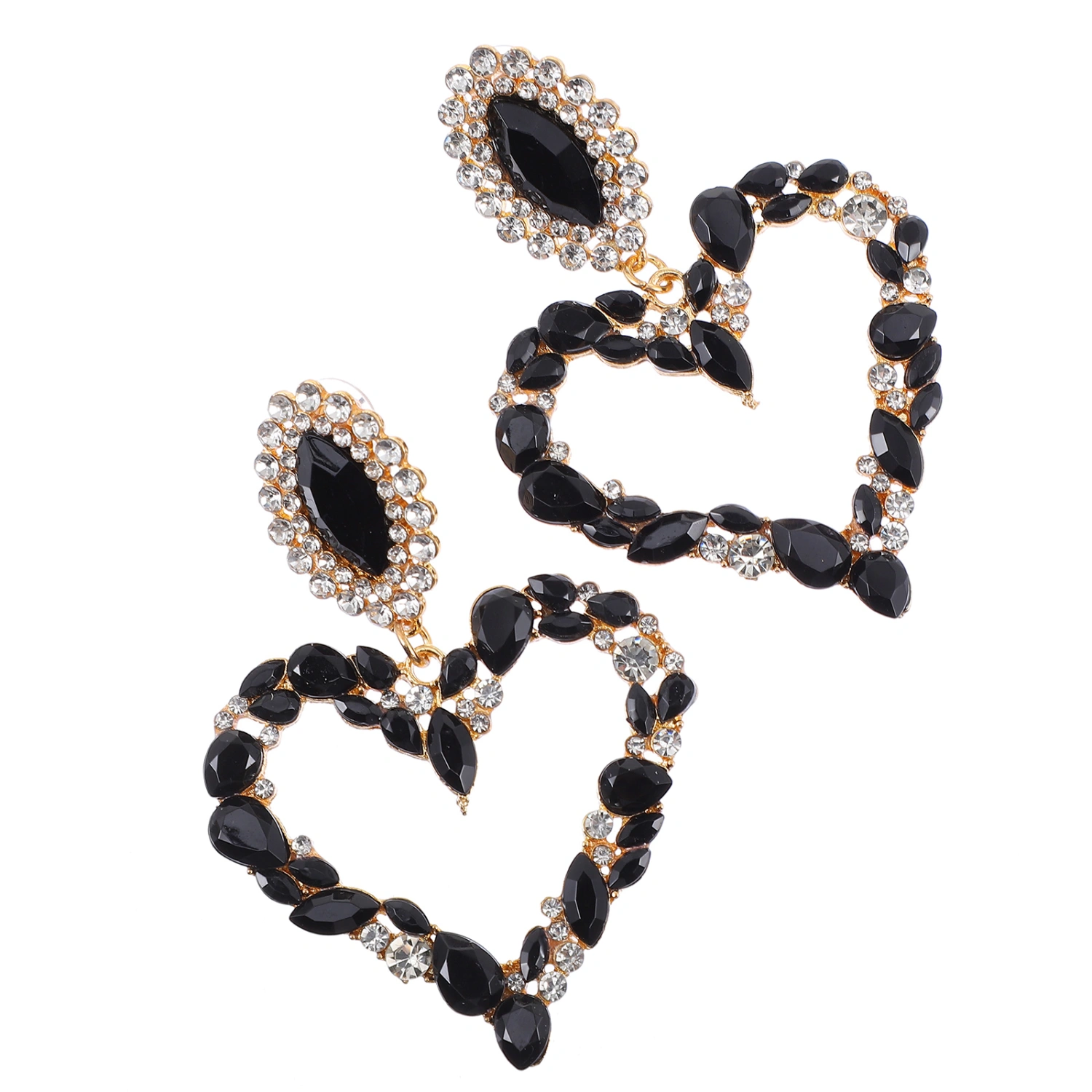 1 Pair Heart-Shaped Shiny Earrings Heart-Shaped Earrings Shiny Retro Earrings