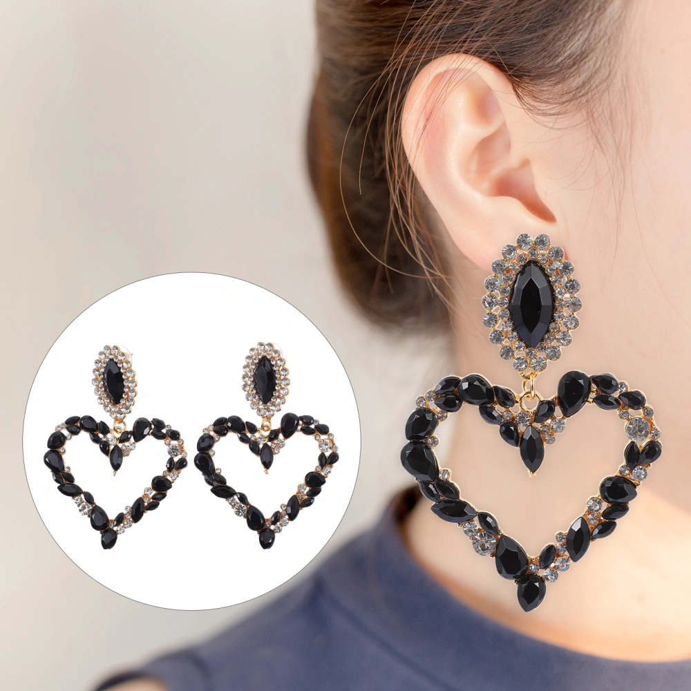 1 Pair Heart-Shaped Shiny Earrings Heart-Shaped Earrings Shiny Retro Earrings