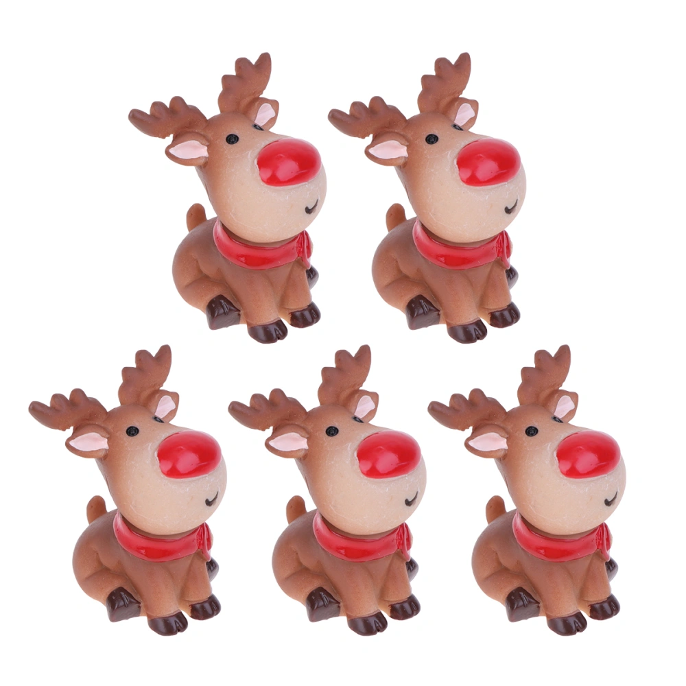 5 Pcs Christmas Elk Desktop Adornment Creative Elk Statue Micro-landscape Desktop Decoration Resin Elk Decorations for Bedroom Living Room Style 1