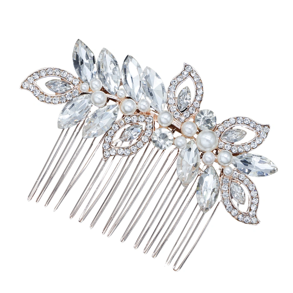 1pc Elegant Headwear Alloy Imitation Crystal Inlaid Comb Bridal Hair Inserted Comb for Lady Girl (Silver)