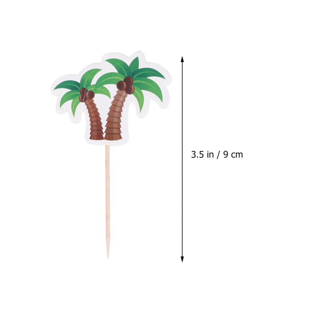 12pcs Coconut Tree Cake Topper Creative Beautiful Fruit Dessert Decor Insert for Birthday Party Festival