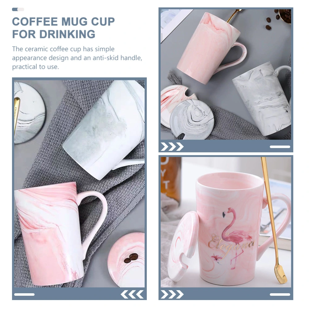 Ceramic Coffee Mug Ceramic Coffee Cup Office Tea Cup with Lid and Stainless Steel Spoon