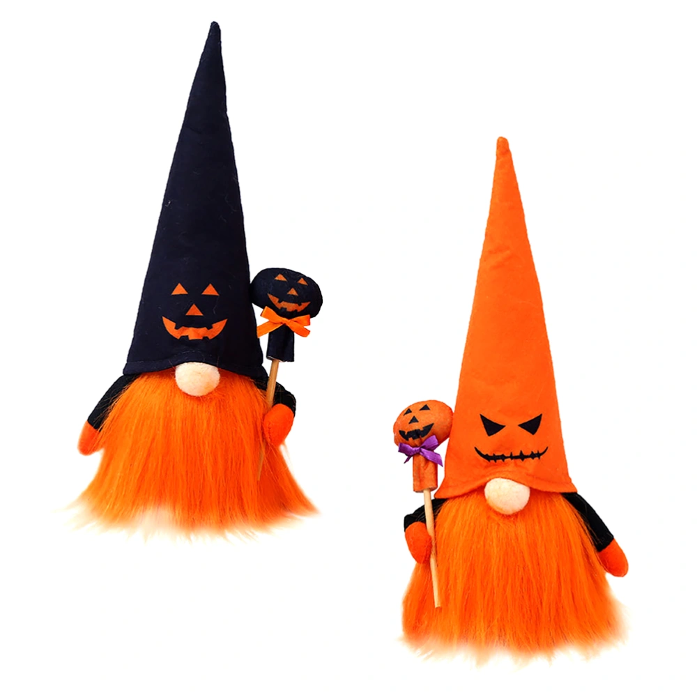 2pcs Halloween Gnomes Plush Decorative Dolls Glowing Halloween Doll Decoration