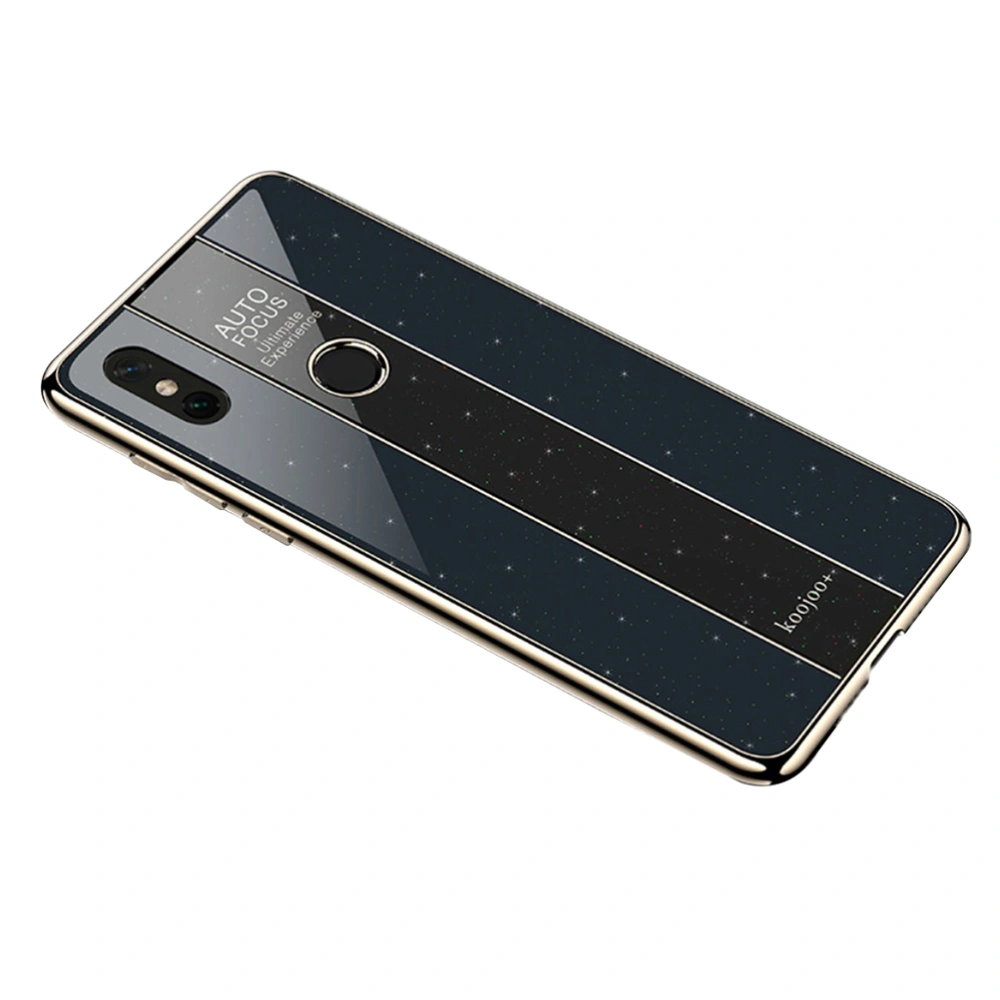 Luxury Phone Case Hardened Acrylic Electroplated Reinforcement Anti-fall Phone Cover for Xiaomi Mi Max 3(Black)