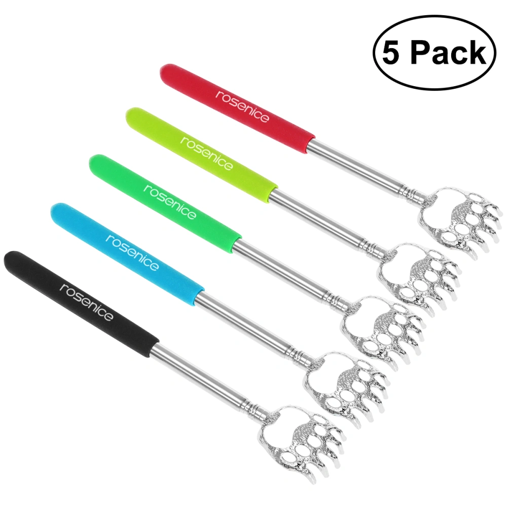 ROSENICE 5Pcs Portable Extendable Telescopic Bear Claws Metal Back Head Scratchers Hand Massager