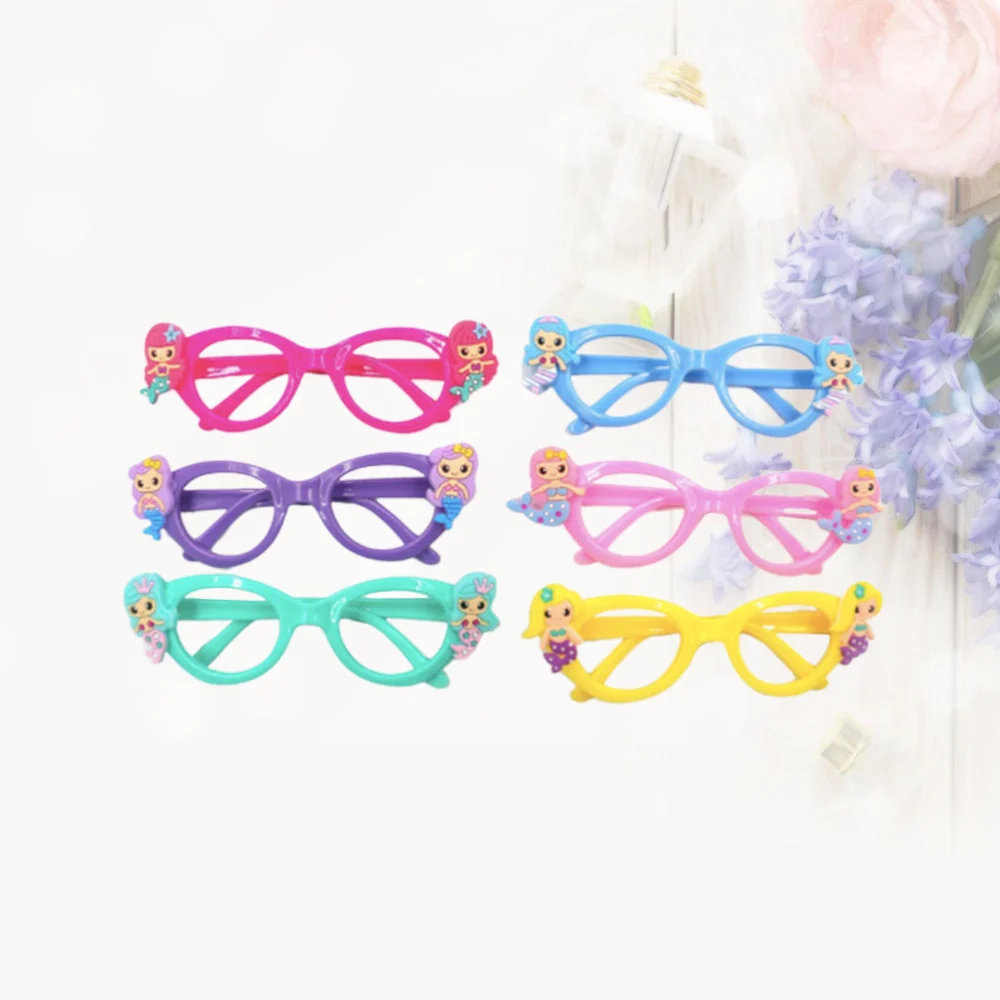 6pcs Mermaid Glasses Eyewear Interesting Eyeglasses Photo Props Accessary Party Supplies Favors for Kids Girls (Random Mixed)