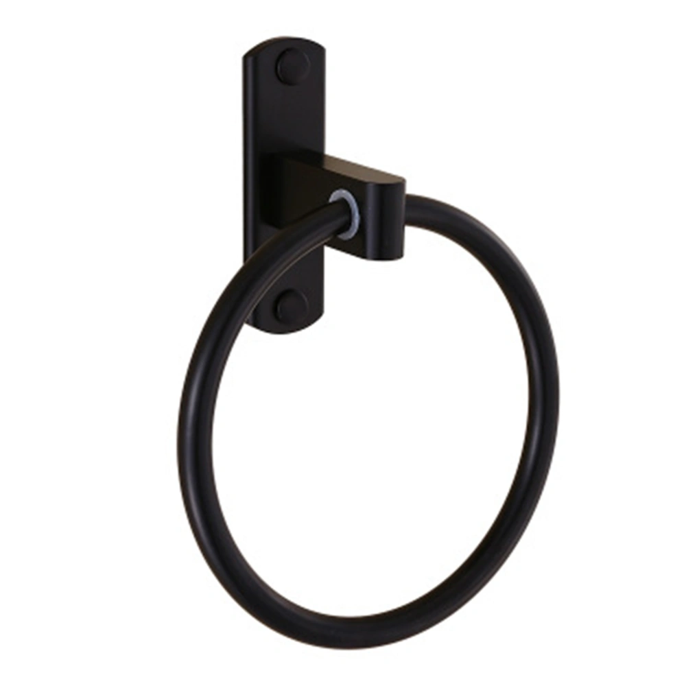 European Round Towel Ring Antique Bathroom Towel Holder Punch Free Hanging Towel Rack Bathroom Accesories (Black)